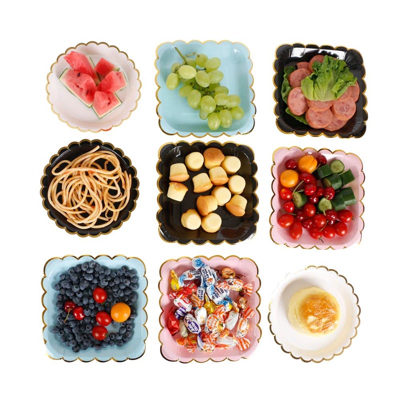 Geeklife Pink Paper Party Plates with Metallic Gold Border, 9 inch Paper Decorative Dessert Plates Set, 20 count - Image 5